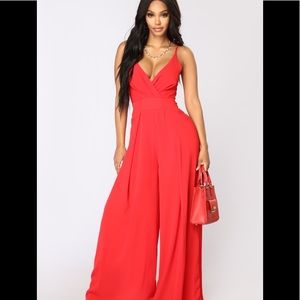 Red Wide Leg Jumpsuit NWT